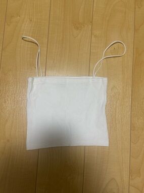 White Ribbed Spaghetti Strap Crop Top